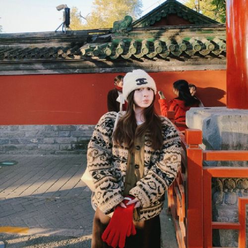 Fairy Island Print Eco-Lambskin New Autumn/Winter High-End Warm Coat Fluffy Retro Casual Overcoat