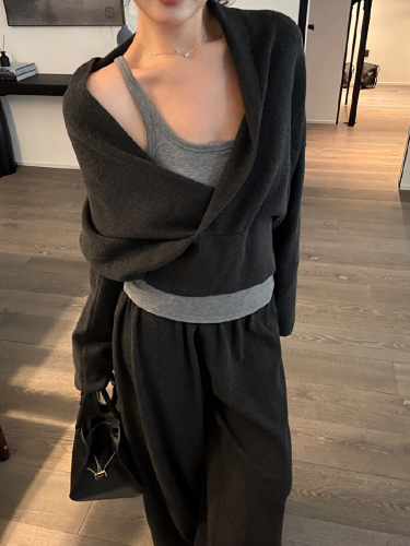 Photographed Knit Autumn New High-End Casual Matchable Short-Sleeve Top Set of Three