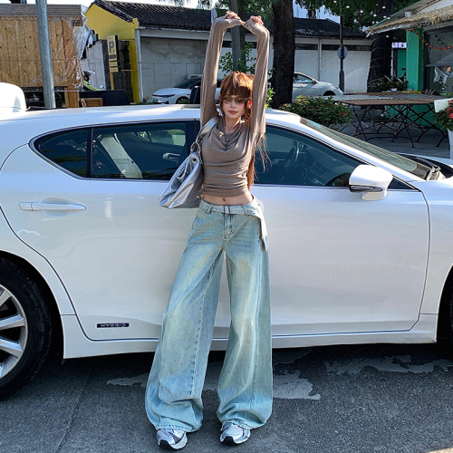 Photographed~ 2025 Autumn New Korean Style Versatile Casual Straight Leg Pants Women's Jeans Women's Wide Leg Pants with Belt