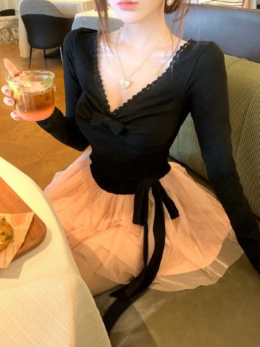 Rachele Romantic Eiffel Autumn Pure Desire Thousand Dollars French Net Dress