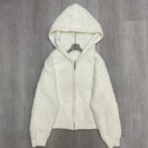 Korean Autumn/Winter New Arrival Korean Dongdaemun Everyday Casual Matchable Circle Knit Hooded Zipper Jacket Top