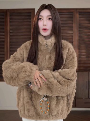 Original Version Thickened Fleece Lined Casual Luxury Eco-friendly faux Fur Plush Women's Loose Outerwear