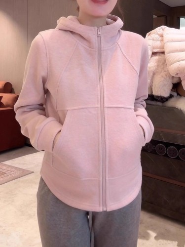 Design-sensitized plush and thick hooded sweatshirt jacket for women, new autumn and winter large size fat MM slimming warm hat sweater top