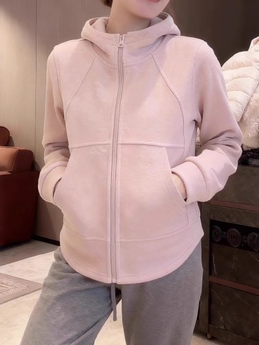 Design-sensitized plush and thick hooded sweatshirt jacket for women, new autumn and winter large size fat MM slimming warm hat sweater top