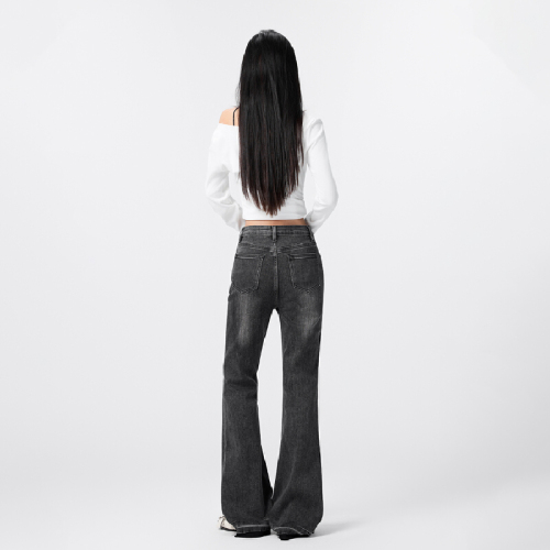 Live shot~2025 Winter New Retro Hem Design High-Waist Unstitched Flared Pants Slimming Flared Pants