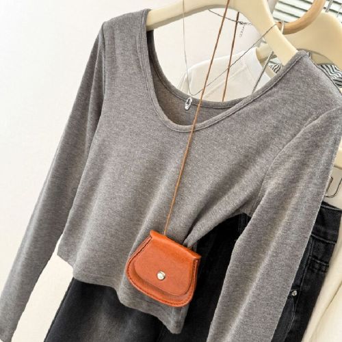 Pure Cotton Pure Desire Deep V-Neck Straight Sleeve T-Shirt for Women Spring and Autumn Season Short Sleeve Undergarment Top for Petite Figures