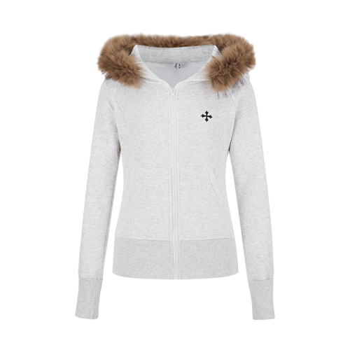 Shot. Women's grey hooded long sweater coat, soft knit cardigan overcoat for autumn and winter