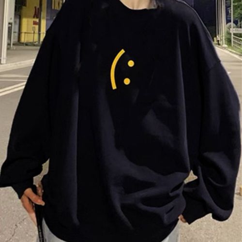 190g Chao Brand American Style Hoodless Sweatshirt for Women Autumn/Winter Round Neck Loose Top Streetwear Student Padded Jacket