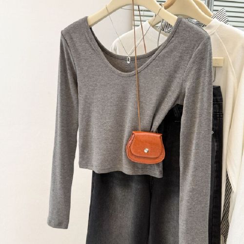 Pure Cotton Pure Desire Deep V-Neck Straight Sleeve T-Shirt for Women Spring and Autumn Season Short Sleeve Undergarment Top for Petite Figures