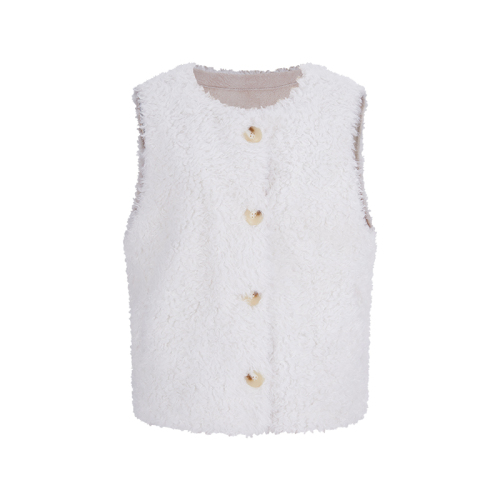 Actual shot. Fur and leather one-piece sleeveless vest for autumn and winter, plush warm and thick coat