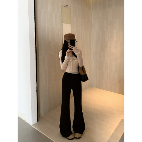 !Live shot! 2025 Stretch Low-Waist Rabbit Fur Style Winter New Fleece Droopy Micro Bellows Casual Pants for Women