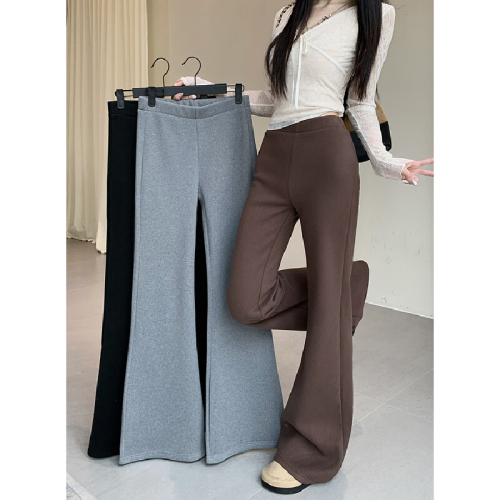 !Live shot! 2025 Stretch Low-Waist Rabbit Fur Style Winter New Fleece Droopy Micro Bellows Casual Pants for Women