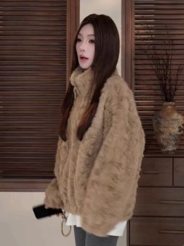 Original Version Thickened Fleece Lined Casual Luxury Eco-friendly faux Fur Plush Women's Loose Outerwear
