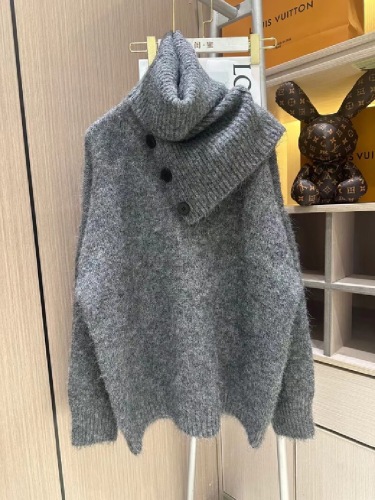 Autumn/Winter Lazy Thick Sweater + High Neck Hoodie Set with Detachable Neck Scarf