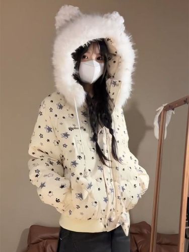 Women's Winter New Design Fleece Hooded Warm Coat with Plush Collar - Dopamine Star Bread Coat Outerwear