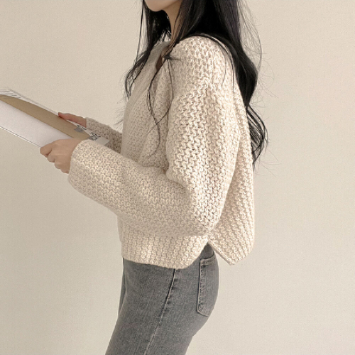 Nurse Hoo Hooded Sweatshirt Coat Korean Style Lazy Wind Solid Color Versatile Short Bubble Sleeve Unbuttoned Knit Cardigan Sweater