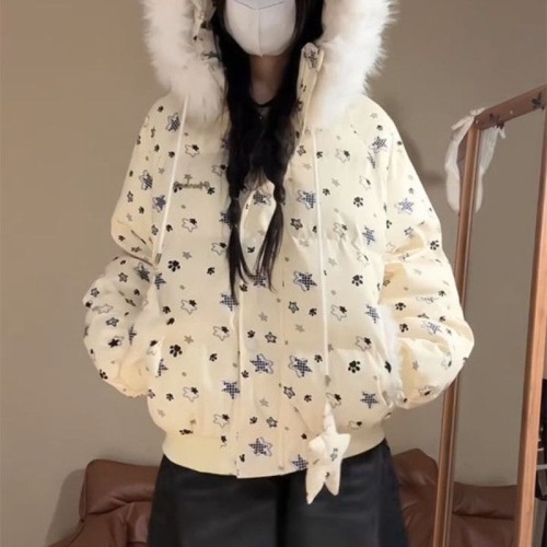Women's Winter New Design Fleece Hooded Warm Coat with Plush Collar - Dopamine Star Bread Coat Outerwear
