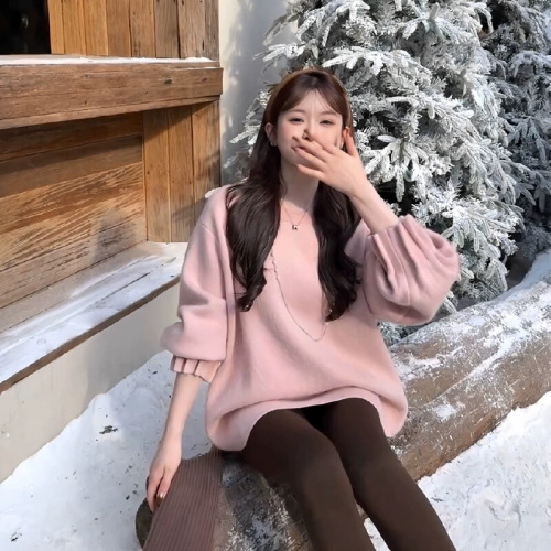 Relaxed and Leisurely Round Neck Loose Soft and Chewy Women's Sweater for 2025 Autumn and Winter, Gray, Slimming Fashion and Versatile Knit Top