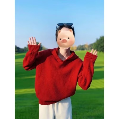 New Autumn/Winter Blue Women's Sweater, Casual and Minimalist Design, Loose Knit Top with Oversized Style