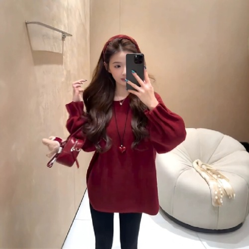 Relaxed and Leisurely Round Neck Loose Soft and Chewy Women's Sweater for 2025 Autumn and Winter, Gray, Slimming Fashion and Versatile Knit Top