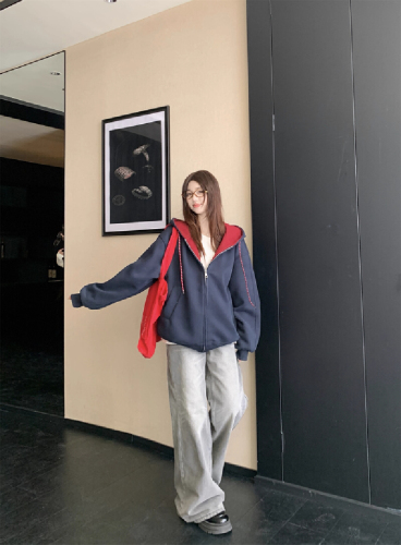 American Heavy Grey Zipper Sweatshirt for Men and Women, Autumn/Winter 2025 Fashion Hooded Sweatshirt Coat Top