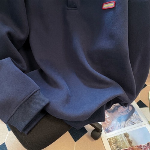 Vintage American casual style polo neck sweatshirt, autumn high-end, niche oversize long-sleeve top, trendy