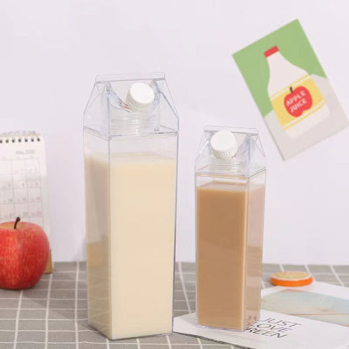 Spot cross-border hot-selling creative milk box transparent water cup fresh and convenient cup water cup simple plastic cup milk cup