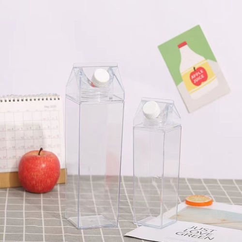 Spot cross-border hot-selling creative milk box transparent water cup fresh and convenient cup water cup simple plastic cup milk cup