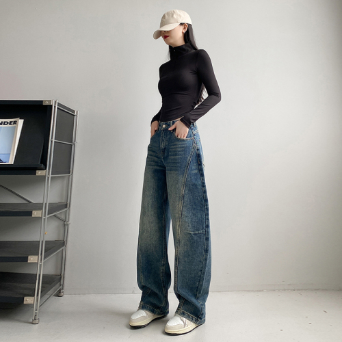 Photographed~ Retro Banana-Shaped Bended Knife Bag Leg-Type Simple Versatile Women's Loose Series Slimming Pants