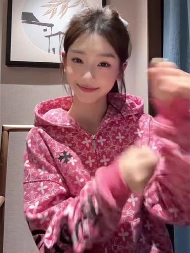 8964 #Inside drawing + printed + pure cotton compound milk silk extra-large size 300kg sweater