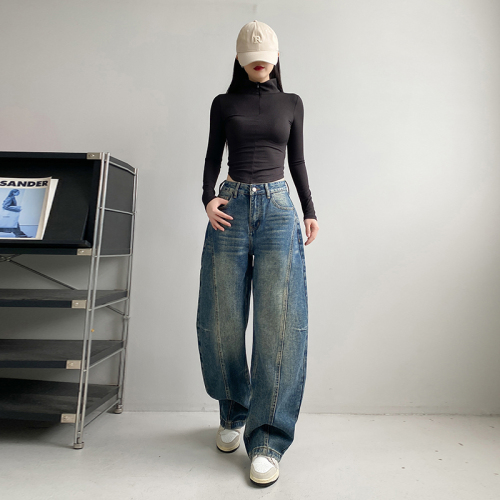 Photographed~ Retro Banana-Shaped Bended Knife Bag Leg-Type Simple Versatile Women's Loose Series Slimming Pants