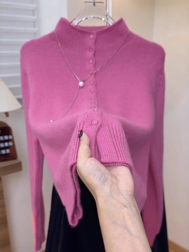 2025 Fall/Winter Stylish & Trendy Half-Turtleneck Knitted Sweater for Women—Plus Size, Figure-Flattering, Long-Sleeved, All-Match Casual Top for Curvy Ladies