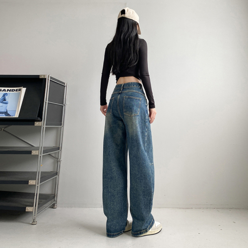 Photographed~ Retro Banana-Shaped Bended Knife Bag Leg-Type Simple Versatile Women's Loose Series Slimming Pants