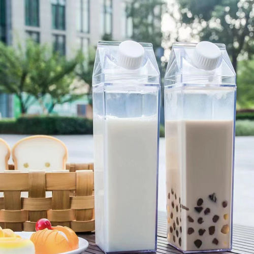 Spot cross-border hot-selling creative milk box transparent water cup fresh and convenient cup water cup simple plastic cup milk cup