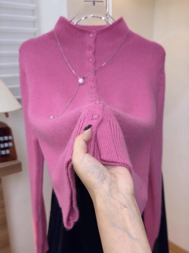 2025 Fall/Winter Stylish & Trendy Half-Turtleneck Knitted Sweater for Women—Plus Size, Figure-Flattering, Long-Sleeved, All-Match Casual Top for Curvy Ladies