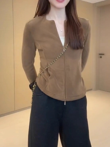 High-end Fleece Open Cardigan Top for Women, Autumn/Winter 2025 New Arrival Plus Size for Plus-Size Women, Slimming Double Zipper Top