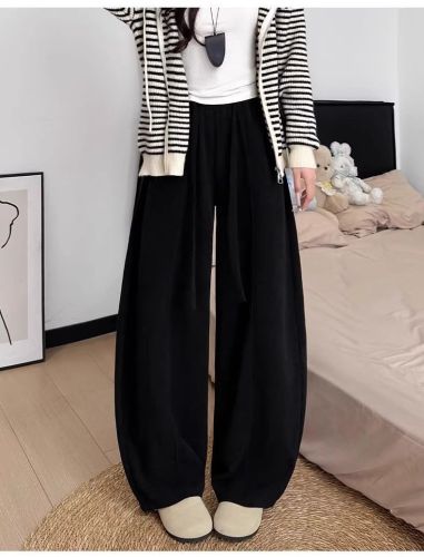 Regular/Lined Women's Winter Thicker Wide-Leg Pants with Plaid Fabric, 2025 New Coffee Color Lined Pants