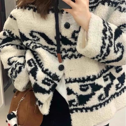 2025 New Short Person High-End Lamb Wool Fleece Thick Women's Autumn/Winter Hooded Loose Top