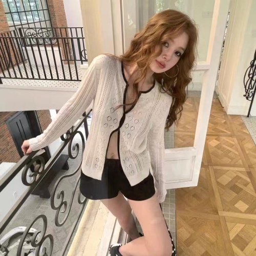 HUAX Retro Color-blocked Laced Knit Cardigan for Women - Early Autumn Fitted Slimming Long-sleeved Outerwear Top