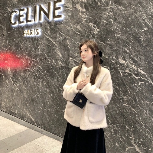 Lapel Collar Mini Shearling Style Fake Mink Fleece Winter Eco-Friendly Fur Coat Women's 2025 New Arrival High-End Sensation Jacket Rabbit Fur Outerwear