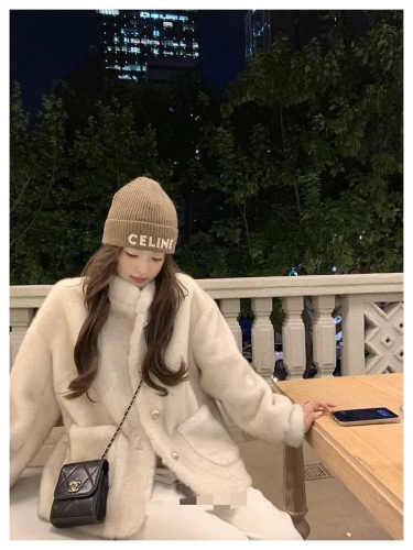 Lapel Collar Mini Shearling Style Fake Mink Fleece Winter Eco-Friendly Fur Coat Women's 2025 New Arrival High-End Sensation Jacket Rabbit Fur Outerwear