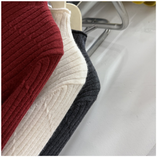 Designer Hollowed-Out Lace-Cuffed Knit Sweater for Women—Stylish, Age-Defying, Slim-Fit Base Layer with Mock Neck Top