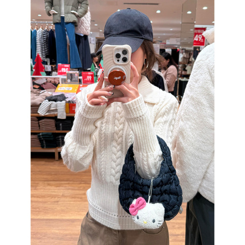 White Collared Ribbed Sweater for Women - Autumn/Winter New Design, Fitted Waist, Knit Top with Thickness