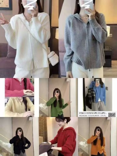 Women's Spring and Autumn New Han Style High-Grade Slouchy Loose Short Hooded Cardigan with Double Zippers