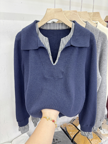 Seasonal Green 2025 Early Autumn New Fashion Collarless Mock Neck Top Knit Sweater for Women, Long Sleeve, Elegant and Slimming