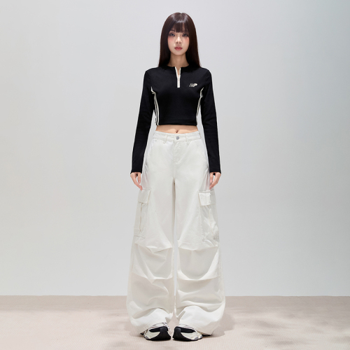 Photographed~ Stylish, Cool, Pure Cotton Work Pants, Casual Wide-Leg Denim Jeans, Loose Cut, Pockets, Relaxed, Personality Fashion