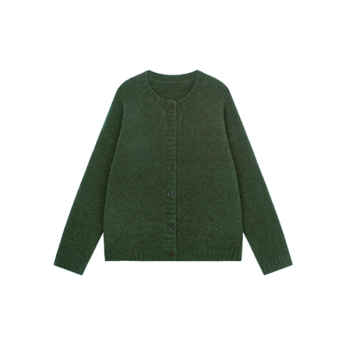 Design-oriented niche green cardigan sweater women's autumn and winter 2025 new casual vintage knit top