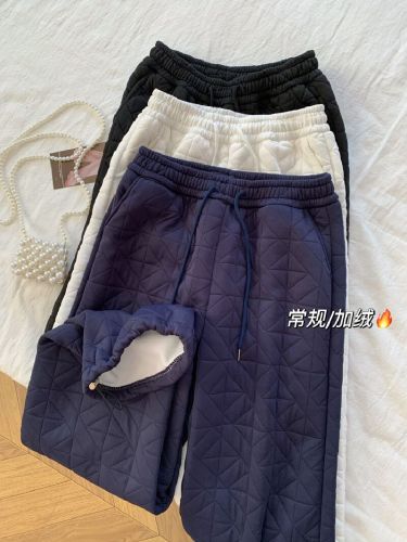 Northeast Thick Fleece Lined Wide Leg Pants 2025 New Winter Outerwear Straight Leg Warm Pants