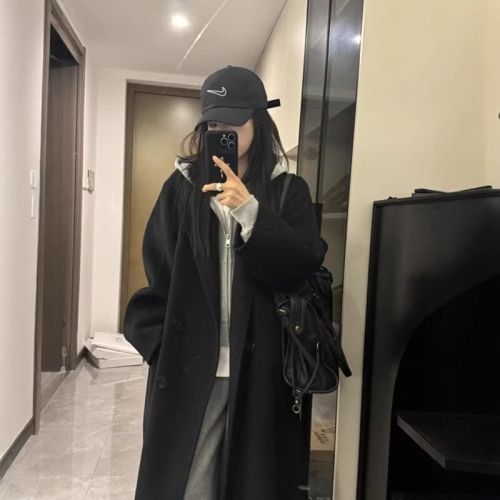 Pink Double-Faced Wool Coat Women's Outerwear 2025 New Arrival Korean Style Autumn/Winter Coat Double-Faced Wool Coat Women's Medium-Long Coat