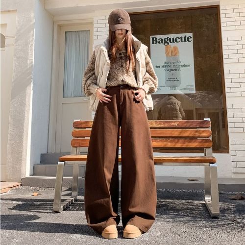 Live shot~ Wide-leg jeans for women, autumn/winter 2025 new fashion loose hot girl trendy deep knife pants